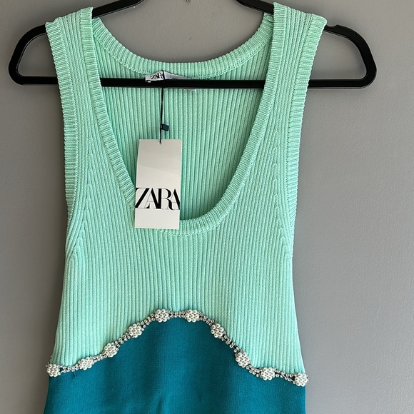 ZARA JEWEL APPLIQUÉ KNIT DRESS size M NWT - Picture 4 of 7